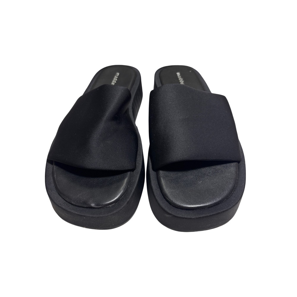 Madden Girl Billy Black Fabric Platform Slide Sandals Flatform BILL01J1 8M